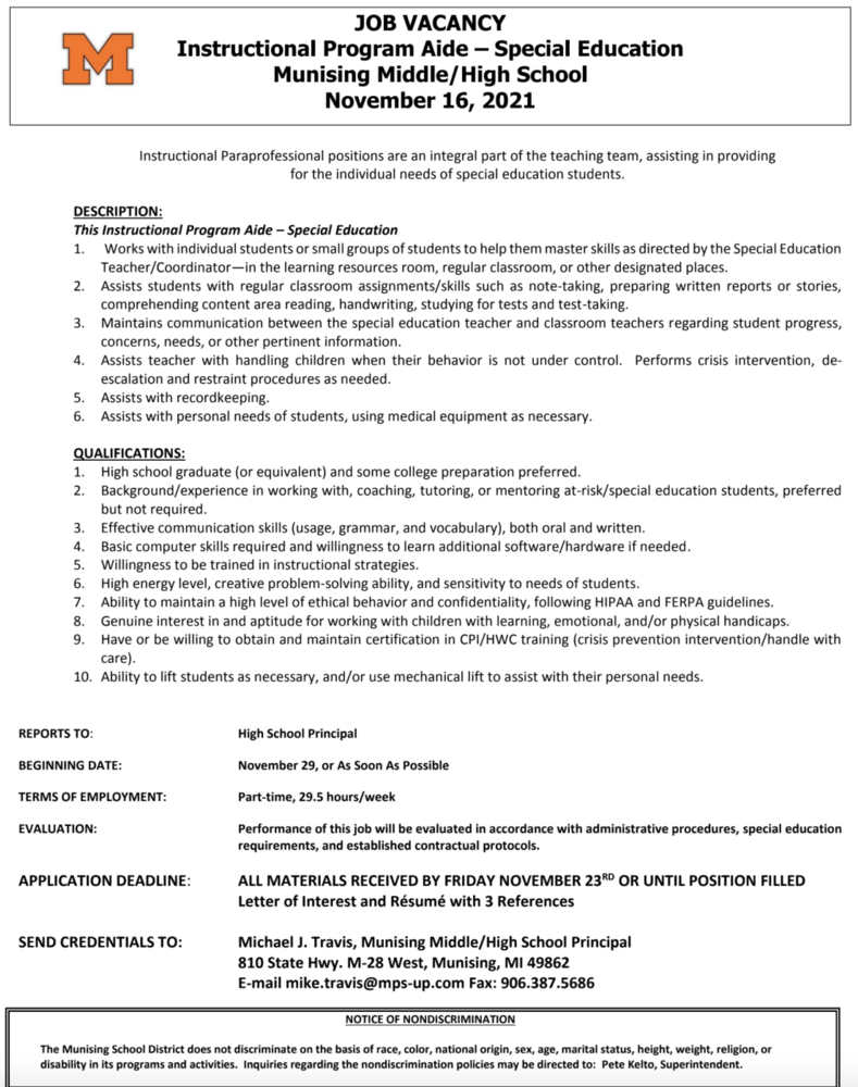 JOB POST SPED AIDE