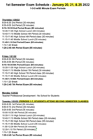 MUSTANG REVISED EXAM SCHEDULE FOR JAN. 20, 21, & 25